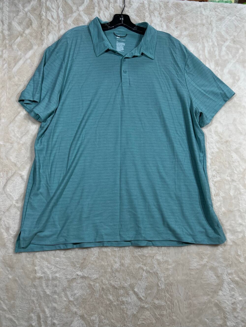 All In Motion Men XXL Green Performance Polo Shirt Stretch Athletic Golf Casual